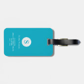 Azure Blue Gepersonaliseerde Golfer Monogram Bagagelabel (Achterkant horizontaal)