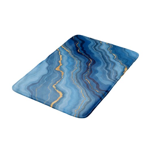 Azure Blue Gold Marble Collectie Badmat (Gekanteld)