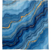 Azure Blue Gold Marble Collectie Douchegordijn (Voorkant)