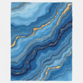 Azure Blue Gold Marble Collectie Fleece Deken (Voorkant)