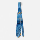 Azure Blue Gold Marble Collectie Stropdas (Voorkant)