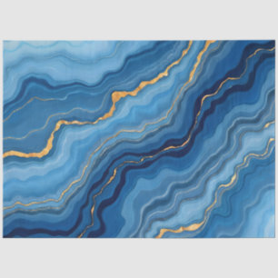 Azure Blue Gold Marble Collectie Tissuepapier