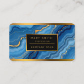 Azure Blue Gold Marble Collectie Visitekaartje (Voorkant)