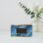 Azure Blue Gold Marble Collectie Visitekaartje (Staand voorkant)