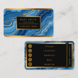 Azure Blue Gold Marble Collectie Visitekaartje