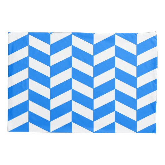 Azure Blue Herringbone Kussensloop (Achterkant-Links)