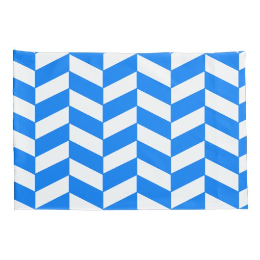 Azure Blue Herringbone Kussensloop (Achterkant-Rechts)