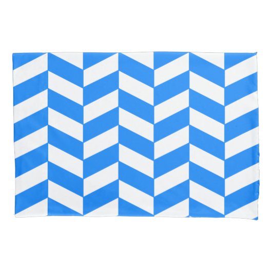 Azure Blue Herringbone Kussensloop (Voorkant-Links)