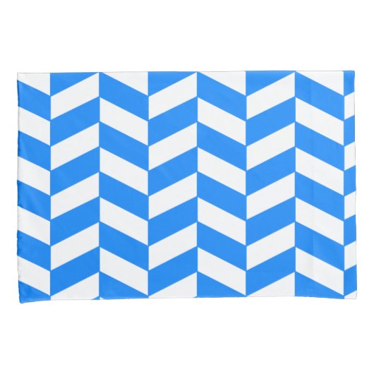 Azure Blue Herringbone Kussensloop (Voorkant-Rechts)