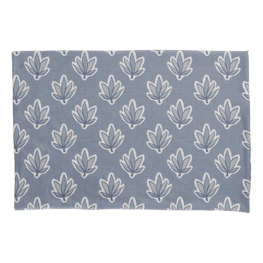 Azure Blue Leaf Linen Look Kussensloop (Voorkant)