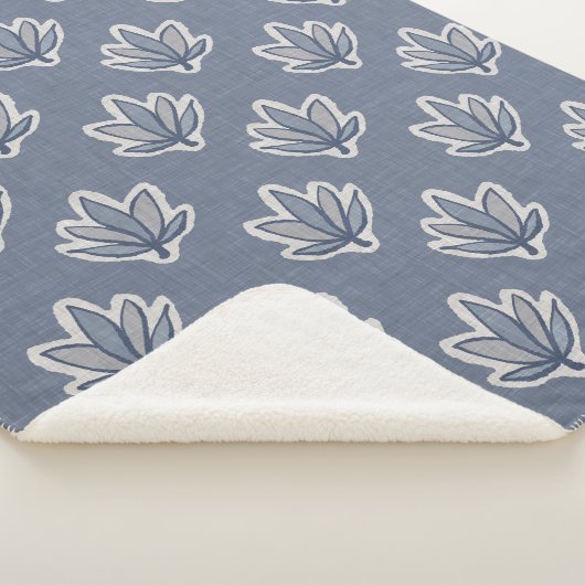 Azure Blue Leaf Linen Look Sherpa Deken (3/4)