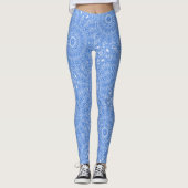 Azure Blue Mandala Geometrisch patroon Leggings (Voorkant)