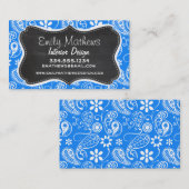 Azure Blue Paisley; Bloemen; Krijtbord Visitekaartje (Voorkant / Achterkant)