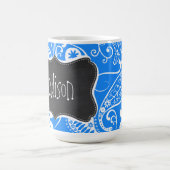 Azure Blue Paisley; Floral; Chalkboard Koffiemok (Center)