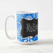 Azure Blue Paisley; Floral; Chalkboard Koffiemok (Links)