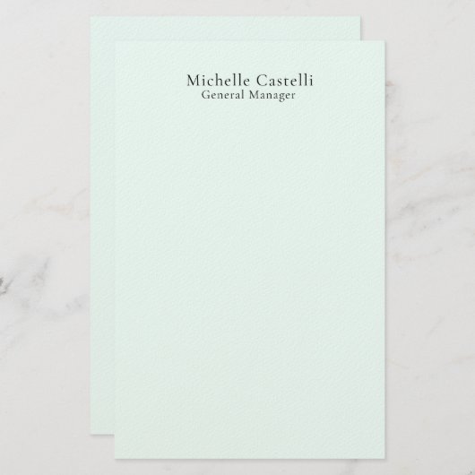 Azure Blue Professional Unique Classical Simple Briefpapier (Voorkant / Achterkant)