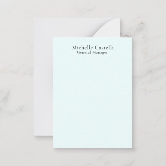 Azure Blue Professional Unique Classical Simple Notitiekaartje (Voorkant)