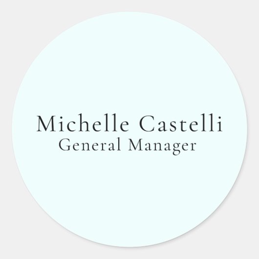 Azure Blue Professional Unique Classical Simple Ronde Sticker (Voorkant)