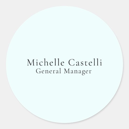 Azure Blue Professional Unique Classical Simple Ronde Sticker (Voorkant)