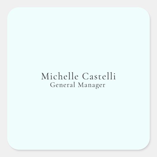 Azure Blue Professional Unique Classical Simple Vierkante Sticker (Voorkant)