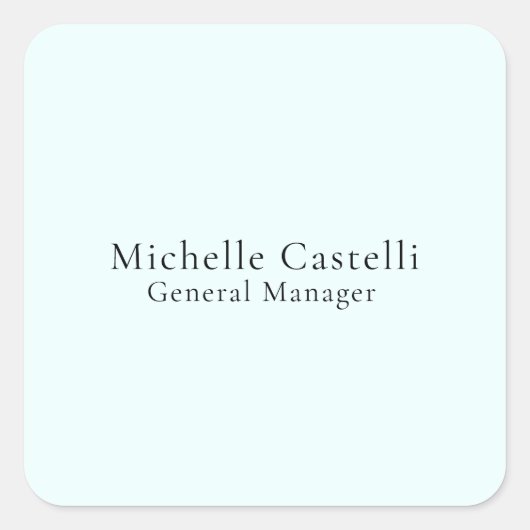 Azure Blue Professional Unique Classical Simple Vierkante Sticker (Voorkant)