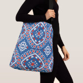 Azure Blue Red en White Ethnic Bohemian Pattern Crossbody Tas (Dichtbij)