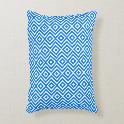 Azure Blue Retro Geo Diamonds Accent Kussen (Voorkant(Verticaal))
