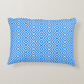 Azure Blue Retro Geo Diamonds Accent Kussen (Achterkant)