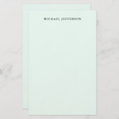 Azure Blue Simple Plain Minimalist Elegant Modern Briefpapier (Voorkant / Achterkant)