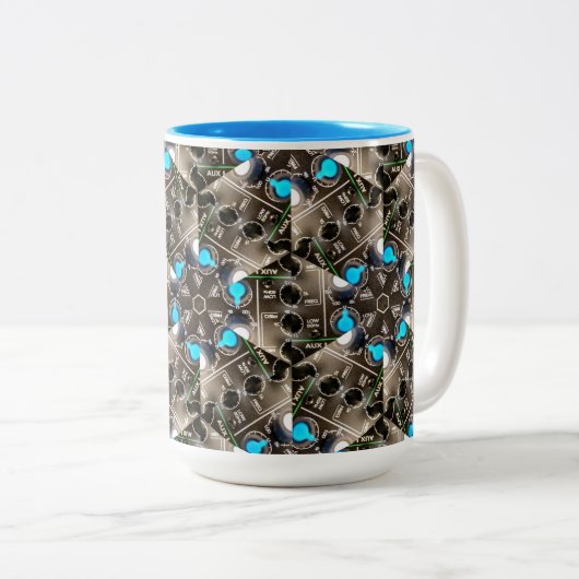 Azure Blue Sound Engineer 15 oz grote koffiekop Tweekleurige Koffiemok (Voorkant rechts)