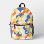 Azure Blue Sunny Yellow Midcentury Circles Patroon Bedrukte Rugzak (Voorkant)