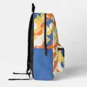 Azure Blue Sunny Yellow Midcentury Circles Patroon Bedrukte Rugzak (Links)