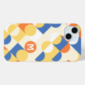 Azure Blue Sunny Yellow Midcentury Circles Patroon Case-Mate iPhone Case (Achterkant (horizontaal))