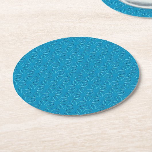 Azure blue texture pattern ronde kartonnen onderzetter (Gebogen)