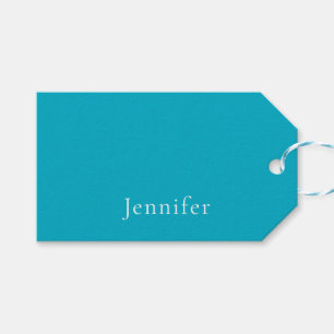 Azure Blue Trendy Moderne Minimalistische Naam Cadeaulabel