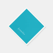 Azure Blue Trendy Moderne Minimalistische Naam Servet (Hoek)