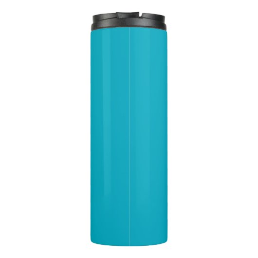 Azure Blue Trendy Moderne Minimalistische Naam Thermosbeker (Achterkant)
