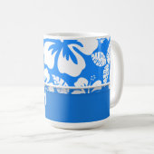 Azure Blue Tropical Hibiscus; Gepersonaliseerd Koffiemok (Voorkant rechts)
