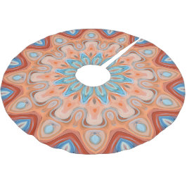 Azure Blue Turquoise Oranje Mandala Star Pattern Kerstboom Rok