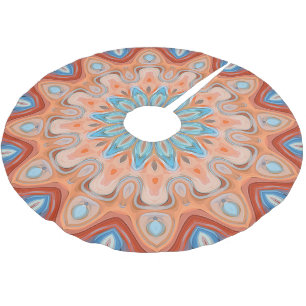 Azure Blue Turquoise Oranje Mandala Star Pattern Kerstboom Rok