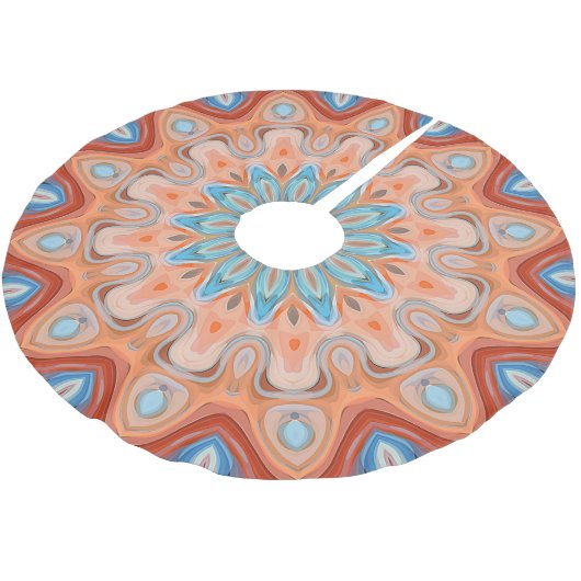 Azure Blue Turquoise Oranje Mandala Star Pattern Kerstboom Rok (Gekanteld)