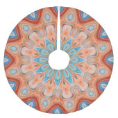 Azure Blue Turquoise Oranje Mandala Star Pattern Kerstboom Rok (Voorkant)