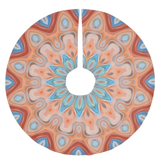 Azure Blue Turquoise Oranje Mandala Star Pattern Kerstboom Rok (Voorkant)