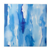 Azure Blue Waterverf Abstracte golven Tegeltje (Voorkant)
