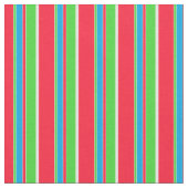 Azure Blue White Lime Green Red Stripes Pattern Stof (Close Up)