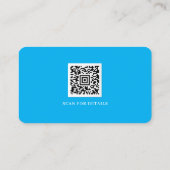 Azure Blue White Logo QR Code Minimalist Modern Visitekaartje (Achterkant)