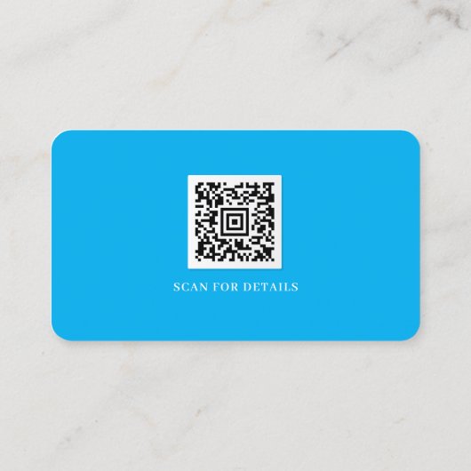 Azure Blue White Logo QR Code Minimalist Modern Visitekaartje (Achterkant)