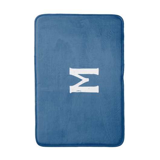Azure Blue White Monogram Badmat (Voorkant Verticaal)