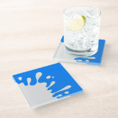 Azure Blue White Paint Splash Glazen Onderzetter (Schuin)