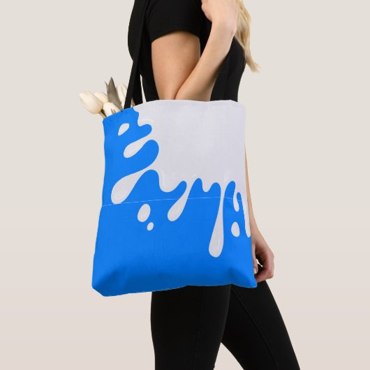 Azure Blue White Paint Splash Tote Bag (Dichtbij)